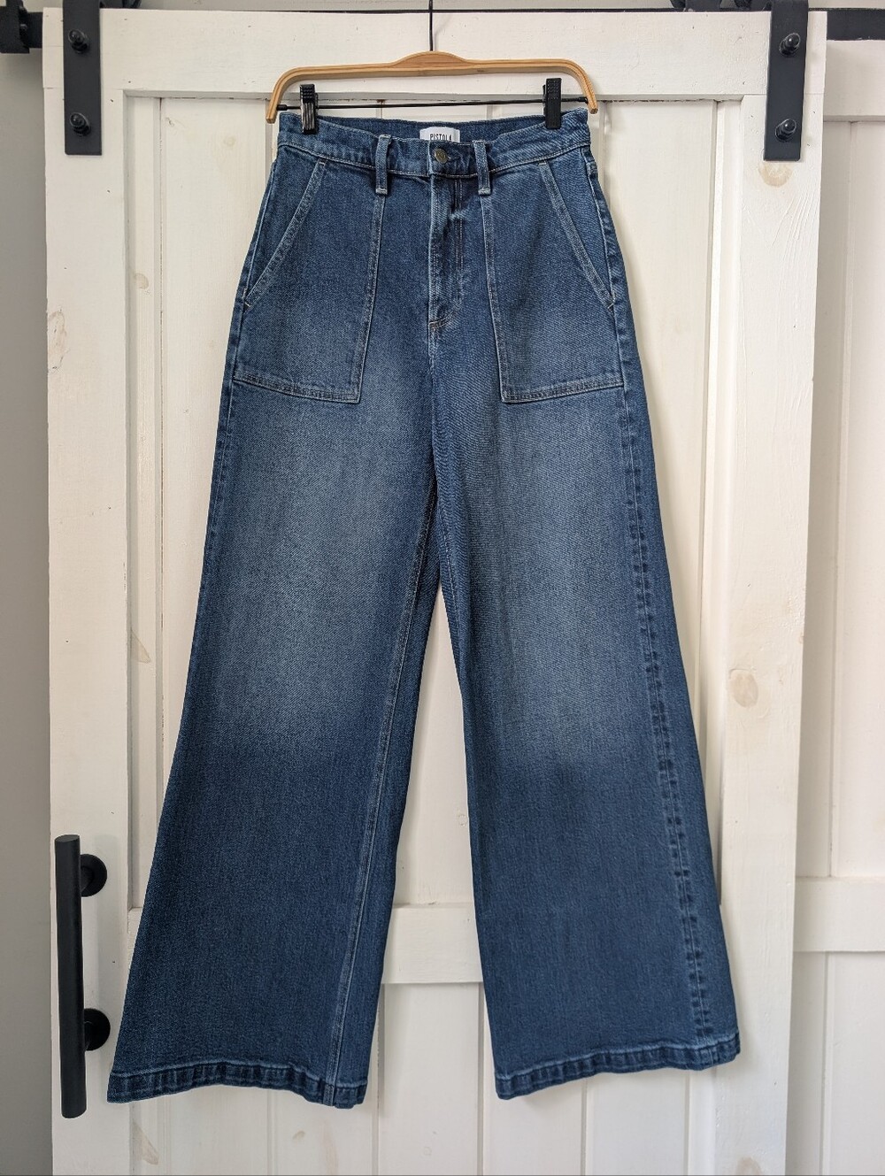 Pistola Bella High-Rise Wide Leg Utility Jeans Medium Wash Sz 27